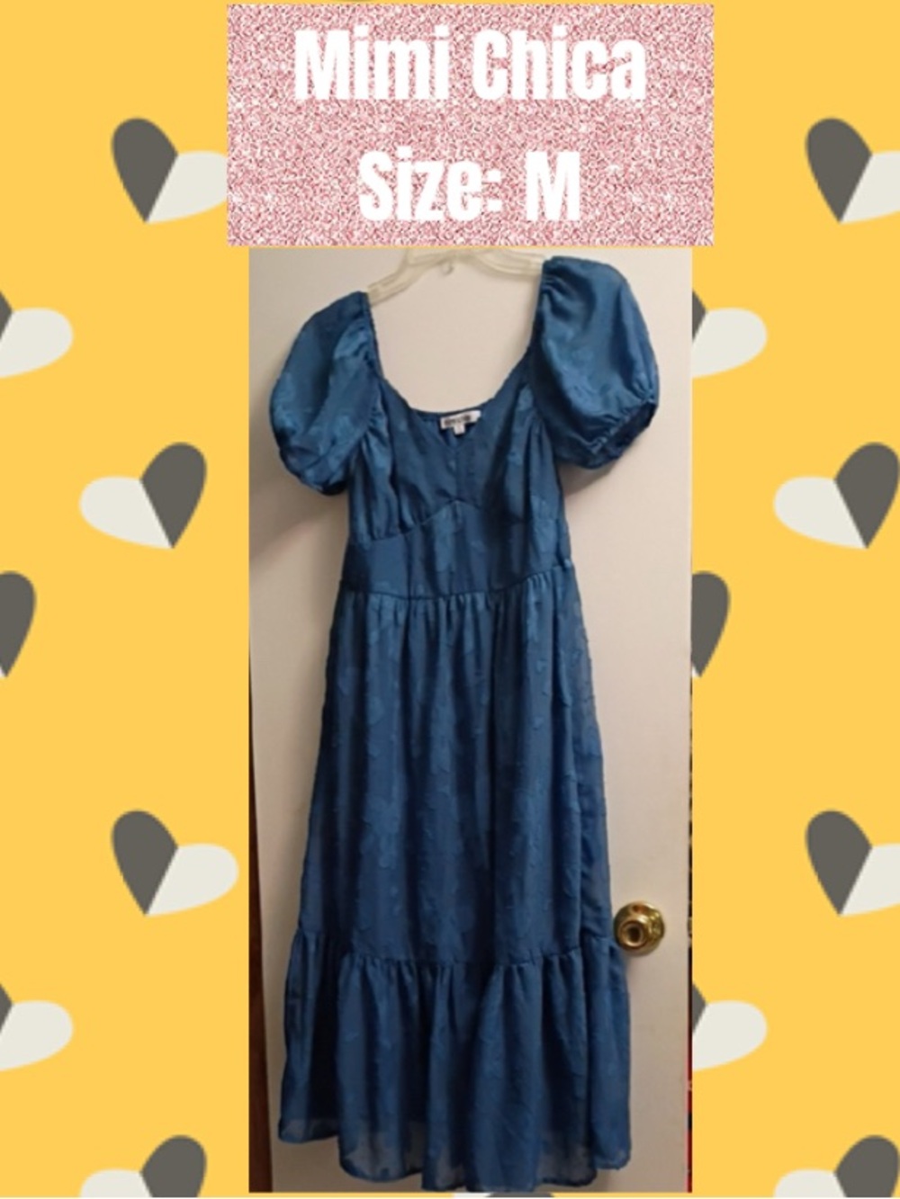 Mimi Chica Blue Textured V-Neck Dress
